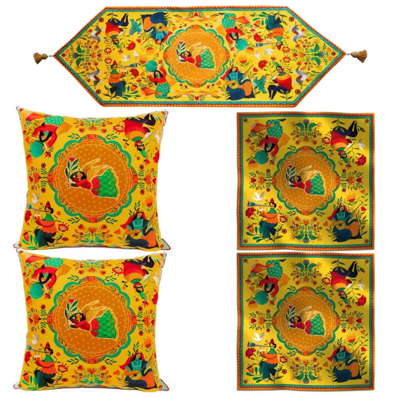 رانر و رومیزی کد 00106016 مجموعه 5 عددی به همراه کاور کوسن